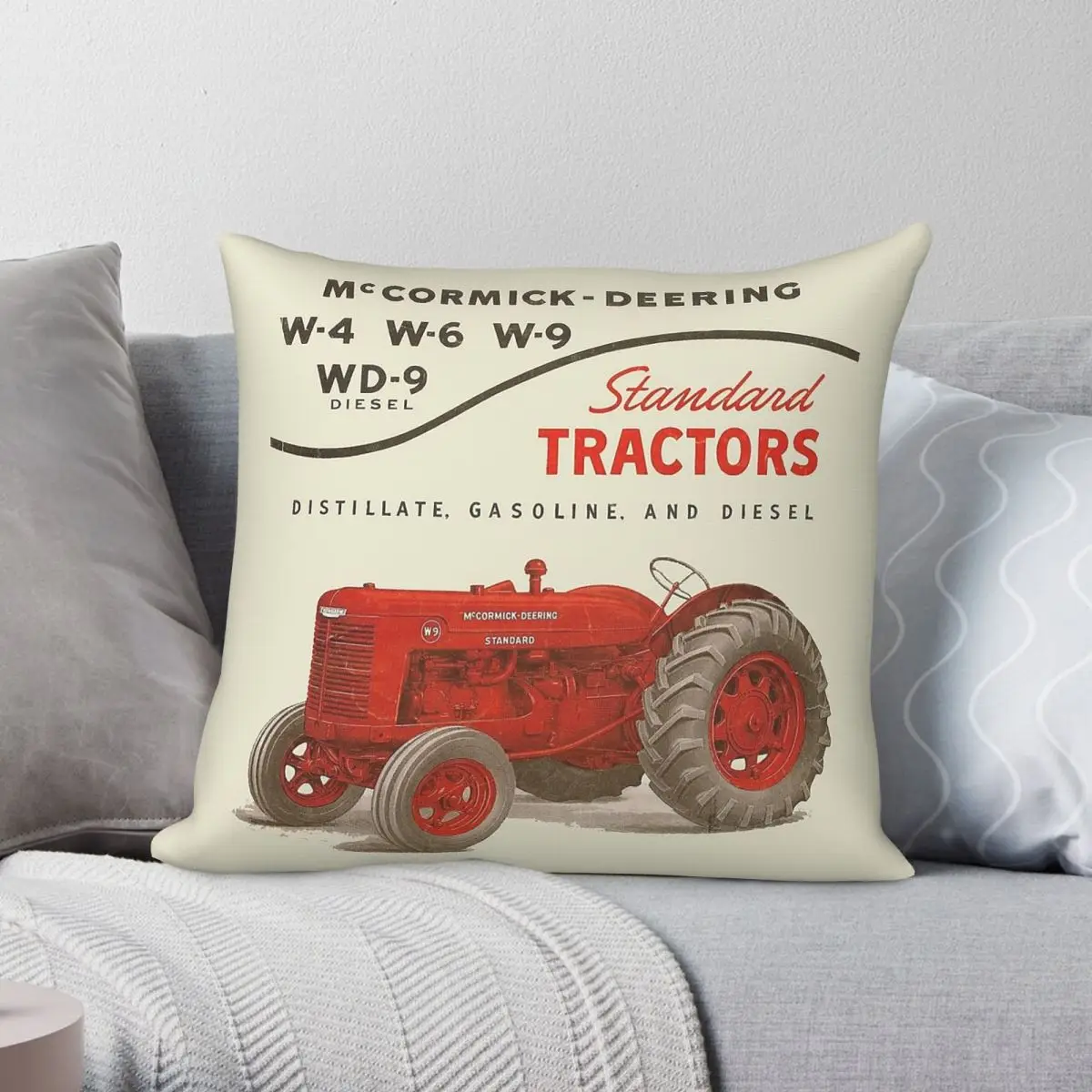 Vintage Mccormick-Deering Tractors Square Pillowcase Polyester Linen Velvet Pattern Decor Pillow Case Home Cushion Cover 45x45