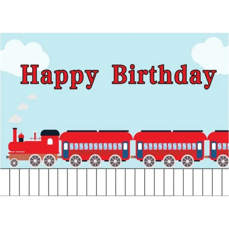 Transportation Happy Birthday Party Backdrop Automobile Train Planes Car Boy Photography Background Banner for Kids RSD-02