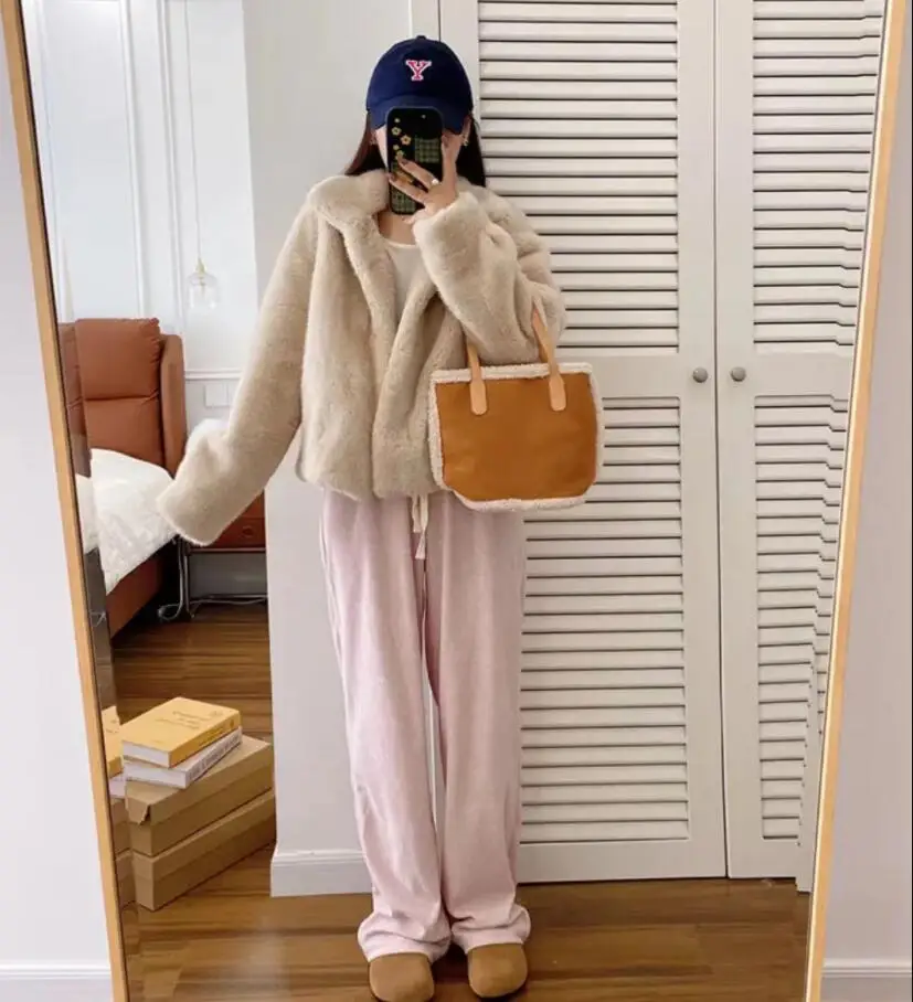 2024 Winter New Fashion Gradient Fluffy Fur Coat Women High Street Luxury Big Fur Collar Faux Fox Fur Jacket Female Overcoats