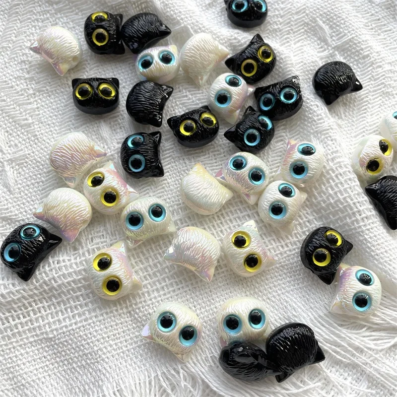 10PCS Acrylic Cute Cat Beads For Jewelry Making Big Eyed Owl Beads Necklace Bracelet Craft DIY Supplies