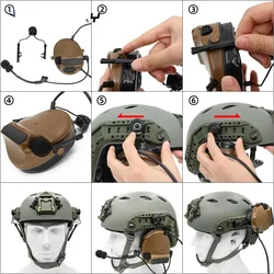 1-parowy uchwyt taktyczny do zestawu słuchawkowego Fast Ops Core Helmet ARC Rail Adapter Set Comtac II Wojskowy zestaw słuchawkowy z redukcją szumów