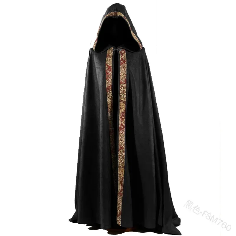 MN1 capa de Cosplay Medieval para Halloween, Abrigo con capucha, capa gótica Vintage, gabardina larga, disfraz de Cosplay de Halloween, capa de mago 9 * Jy