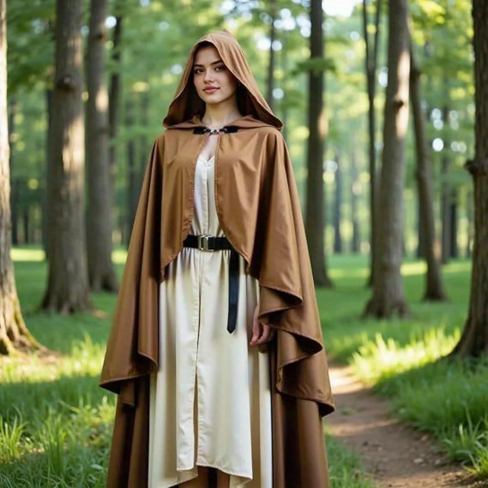 

Renaissance Costume Hooded Cloak Adult Easter Medieval Shawl Man Coslin