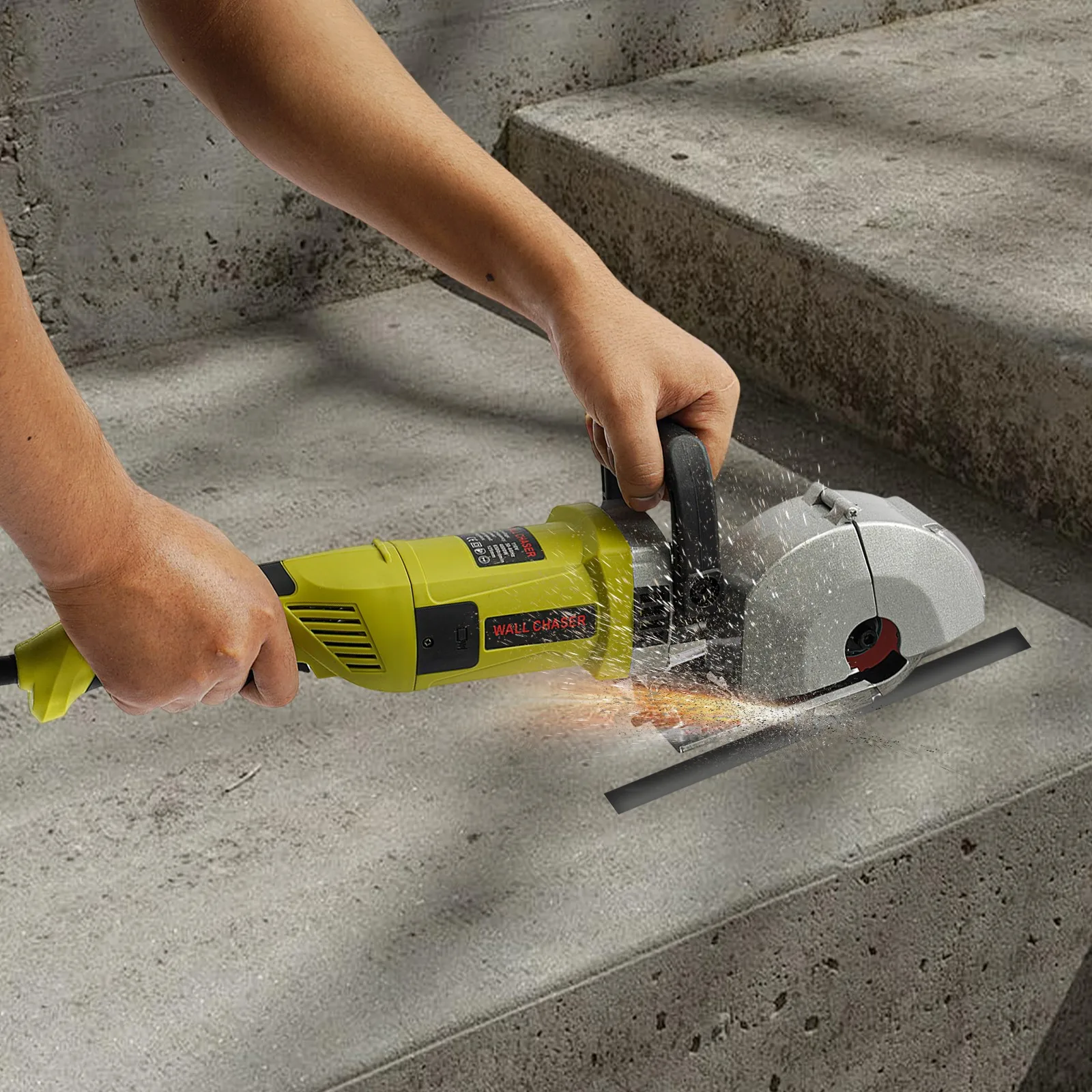 4000W 360 °   벽 홈파기 도구, 1.18인치 조절 가능한 깊이/폭으로 정밀한 콘크리트 절단 가능