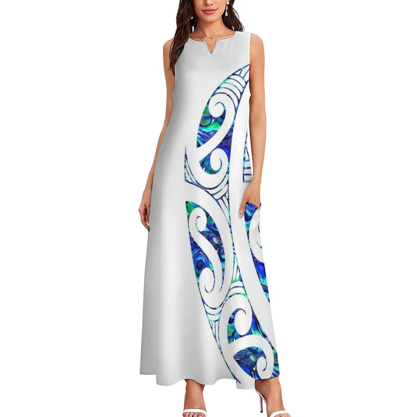 New Zealand, Māori , Paua, Abalone, Koru, Tribal, Tattoo, NZ Art, Māori Art Long Dress summer outfits for women 2025 Dress