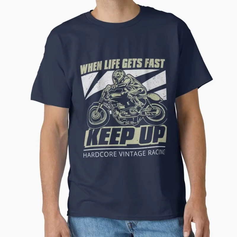 تي شيرت Keep Up Vintage للدراجات النارية Streetbike Speed Racing مضحك على الطرق المتسابق هدية لمحبي الدراجات النارية ملابس علوية كبيرة الحجم عتيقة #2