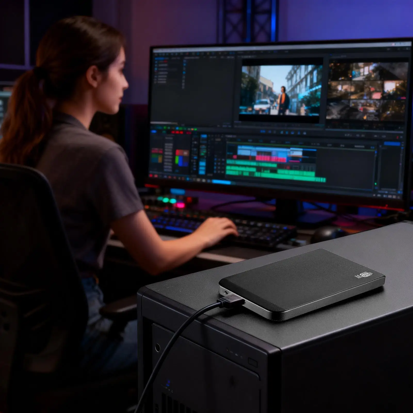 

Laptop External Hard Drive 2TB High Speed Data Backup Silent USB3.0 Portable External Hdd For Students Teachers Mobile Phones