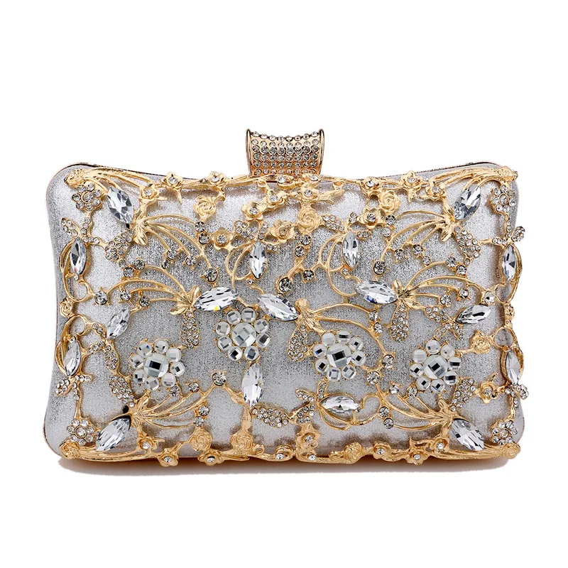 Borse da sera da donna in stile scavato pochette da festa di nozze con paillettes borsa da donna con tracolla a catena piccola