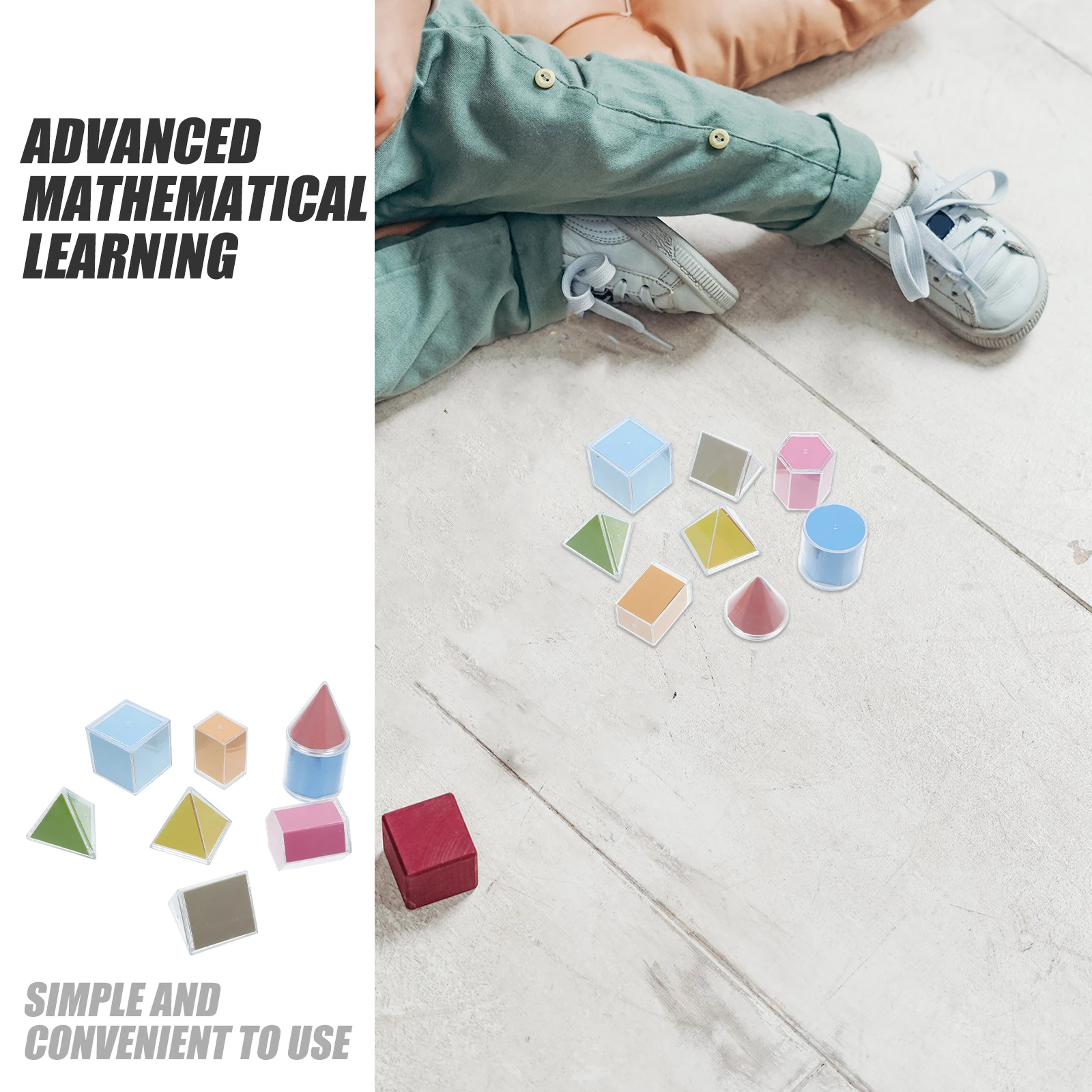 8pcs Transparent Plastic Detachable 3D Geometry Shapes Learning Aids Math Tools Geometric Solids Spatial Imagination Toys