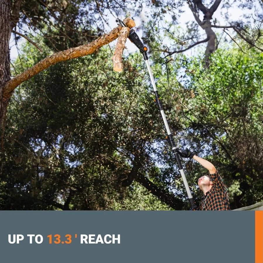 20V 8inch cordless pole chainsaw for efficient tree trimming and branch cutting in gardening forestry and outdoor maintenance w