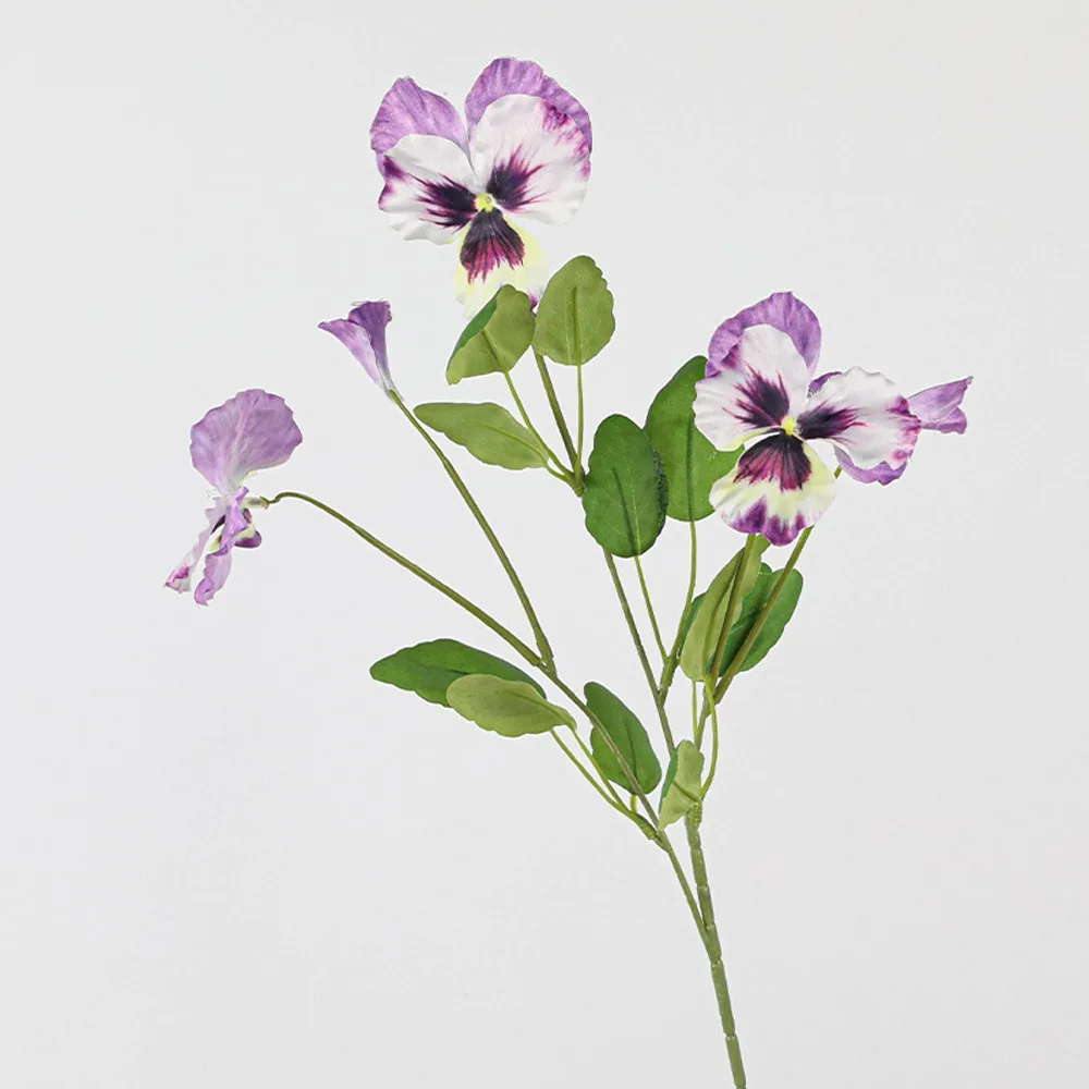 

70cm Artificial Viola Tricolor Flower Plastic Handmade Silk Heartsease Flowers Real Touch Fake Flowers Living Room Desktop
