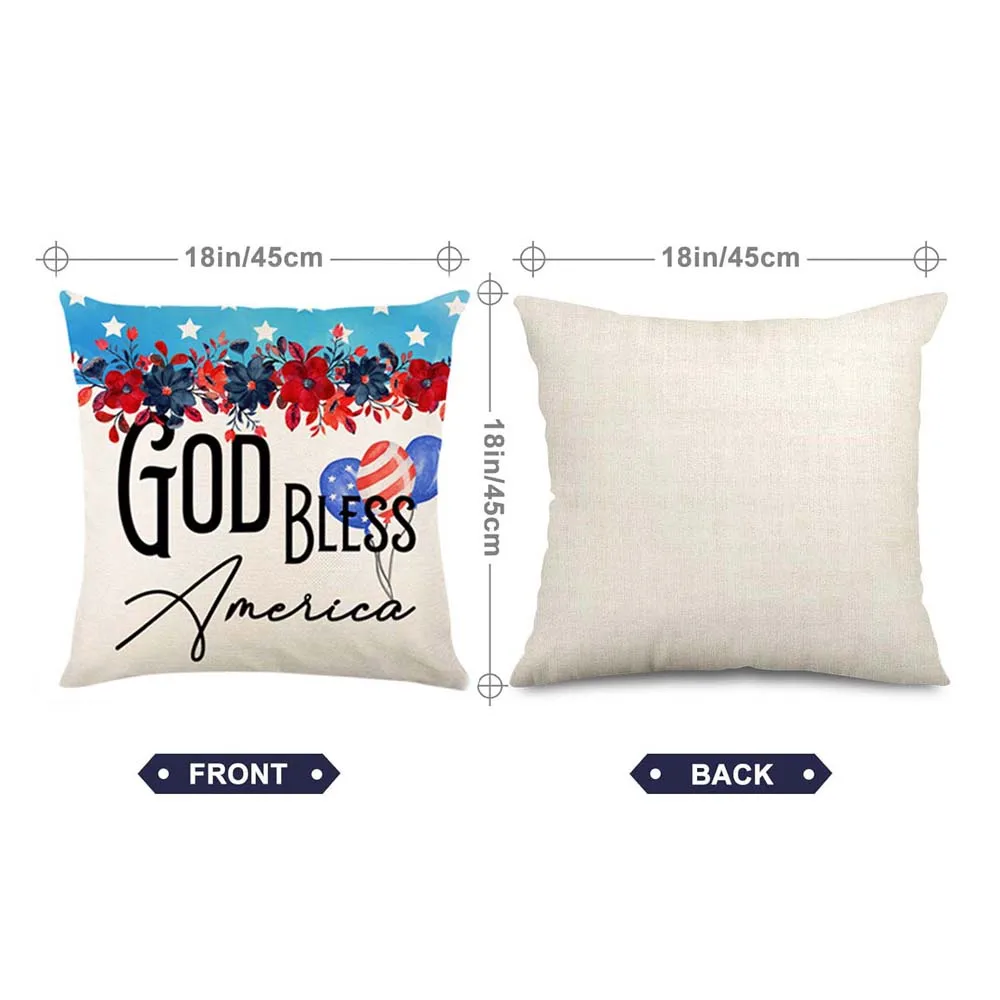 4Pcs Independence Memorial Day Pillow Case with USA Flag Truck Patriotic Throw Pillow Covers Decor for Home Sofa Couch Set