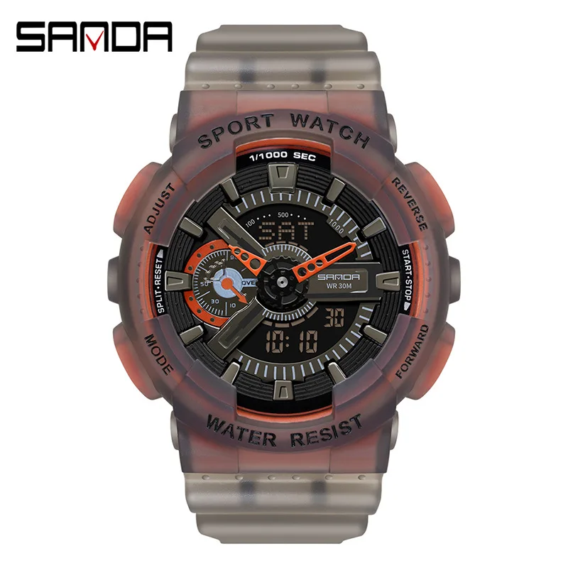 SANDA 3029 Men\'s Electronic Watch Night Glow Fashion Personalized Waterproof Luminous Dual Display for Male Wristwatches Gift