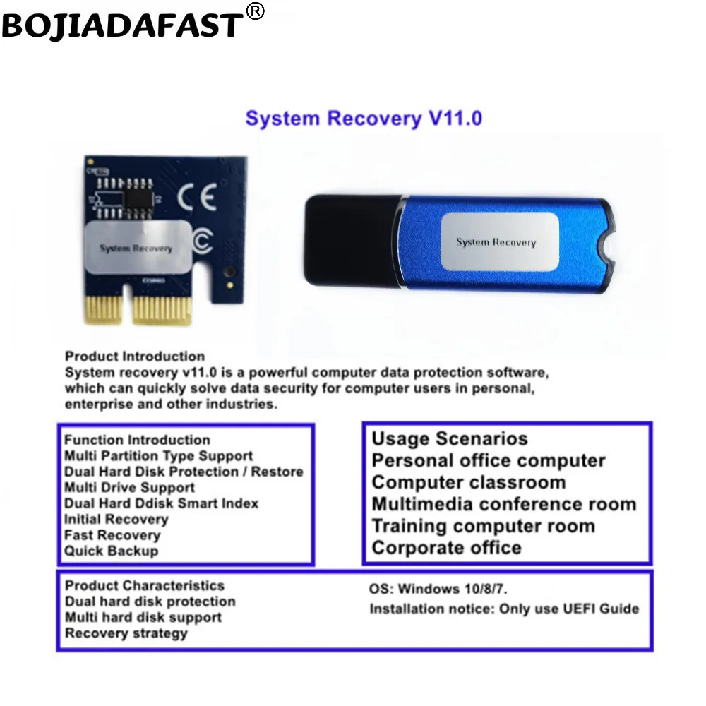 Recuperação de dados do sistema informático Software, USB Key Mini Registro PCI-E Card para Laptop e Desktop