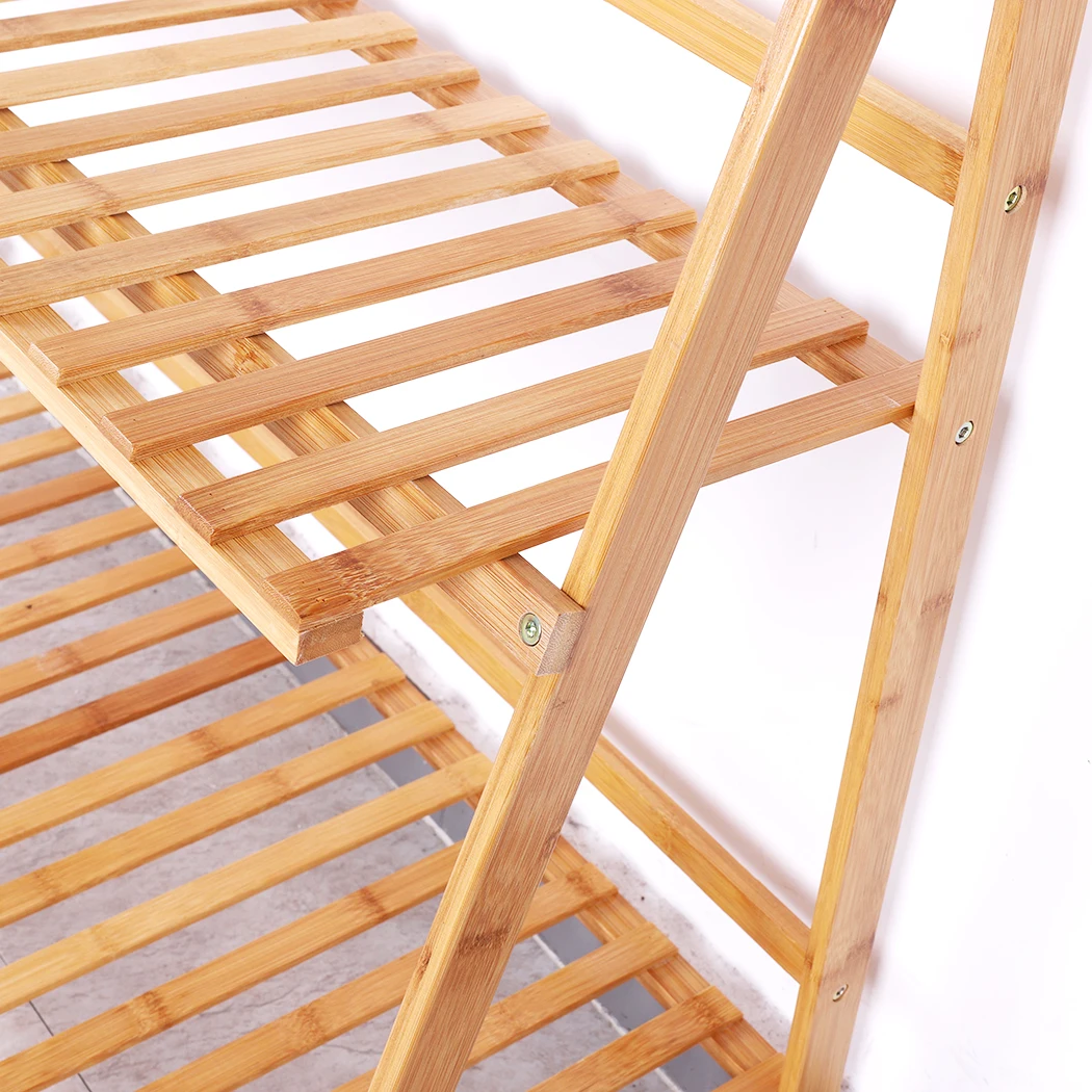 3 TiersBamboo Ladder Plant Stand Foldable Flower Display Rack