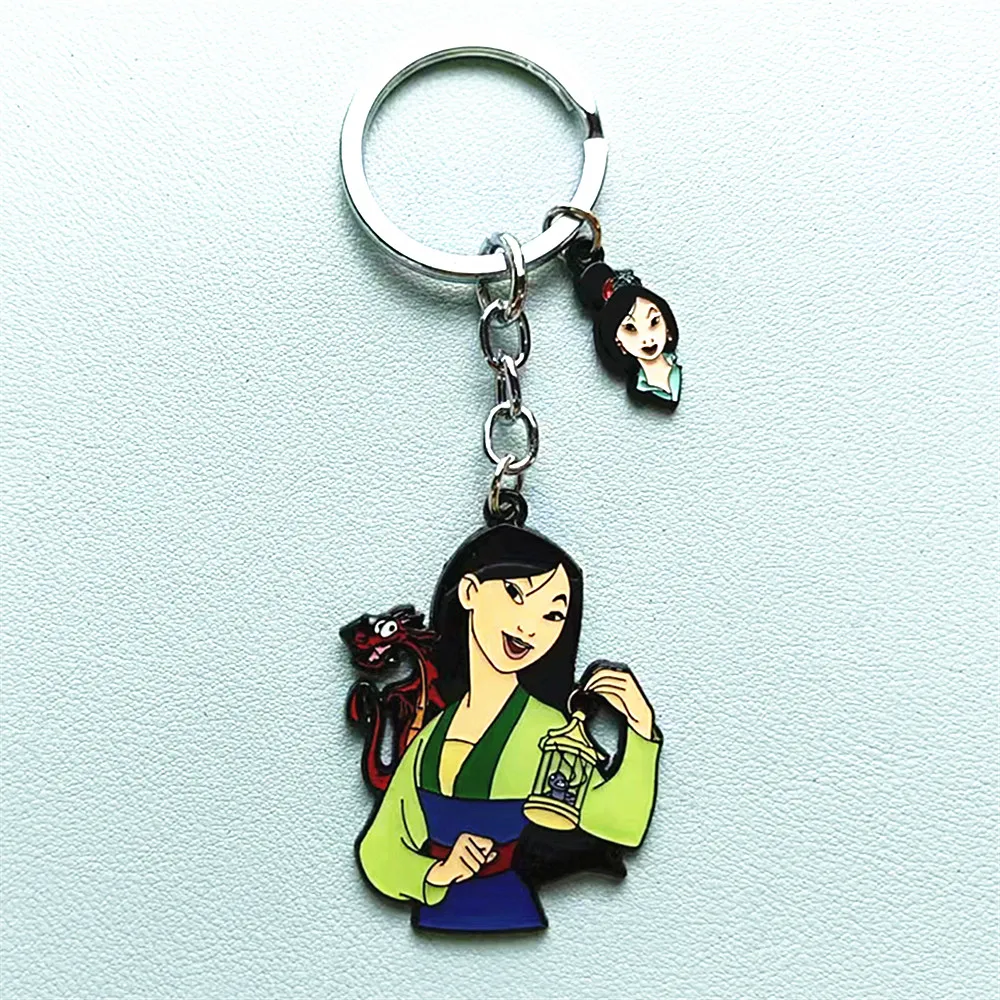 Disney Mulan Princess Anime Cartoon Metal Keychain Gifts for woman girl