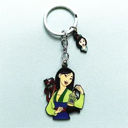 Disney Mulan Princess Anime Cartoon Metal Keychain Gifts for woman girl