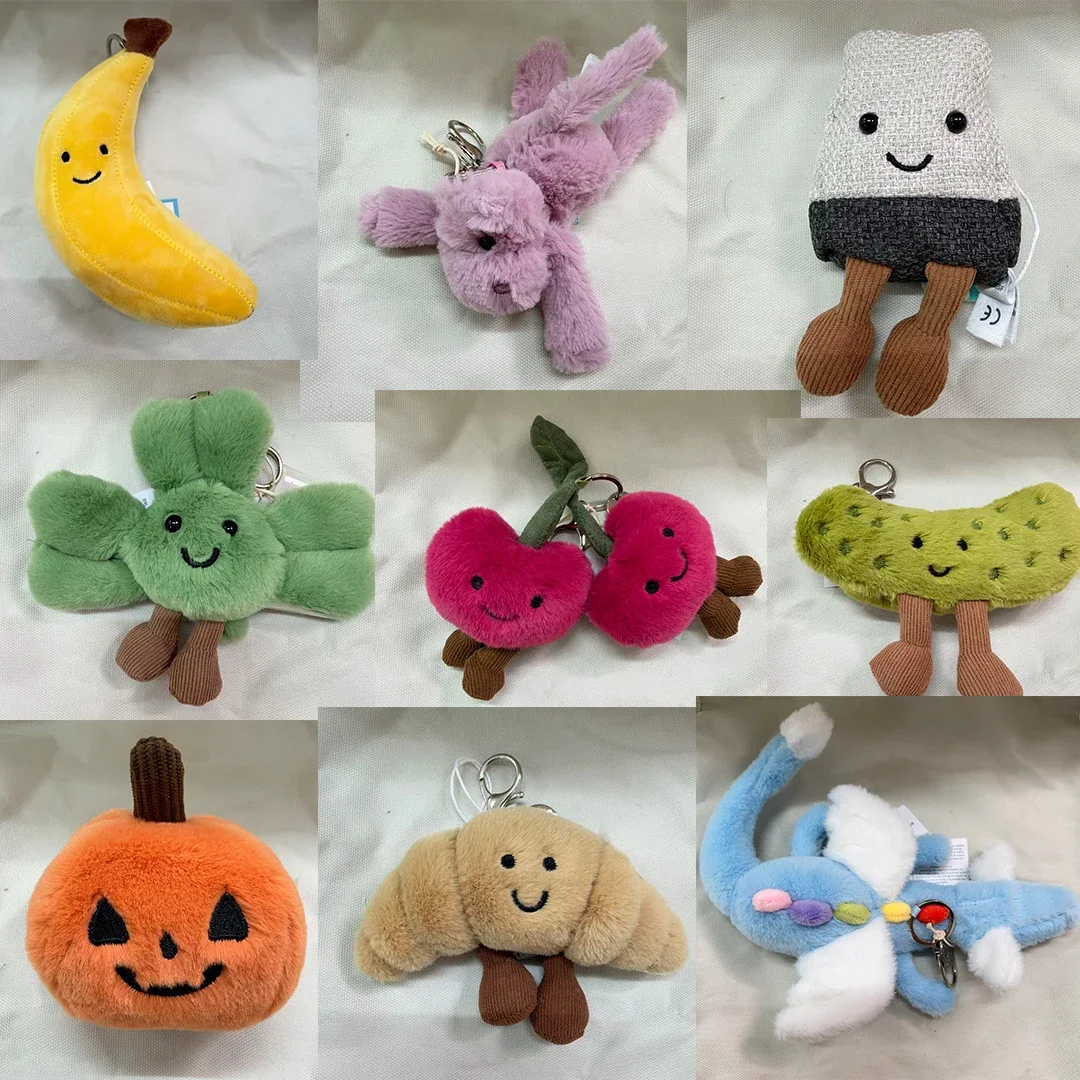 Little Turtle， little penguin，cherry，croissant，tea bag，dragon，peanut plush keychain，perfect as a christmas gift