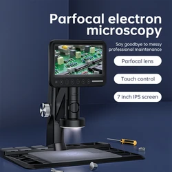 1600X Parfocal Lens Digital Microscope 12MP HD Screen Touch Control LED Magnifier Maintenance Workbench Repair Tools Connect PC