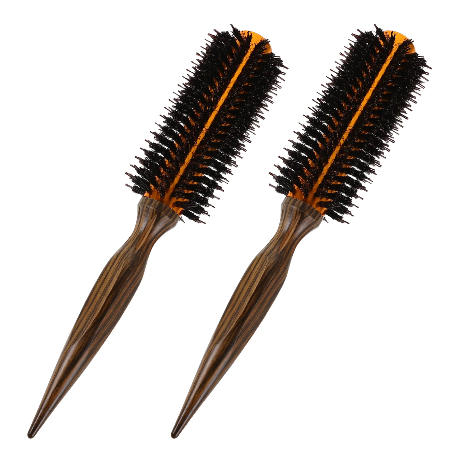 

2Pcs Travel Round Brushes for Curly Hair Natural Bristle Styling Tool Heat Resistant Hair Curler Roll Comb Wooden Handle Blow