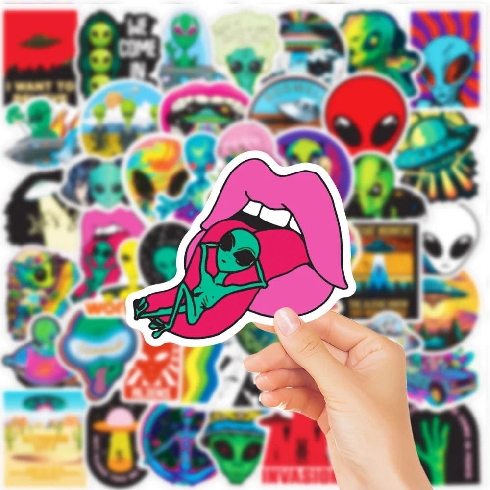 10/30/50PCS Cartoon Outer Space Alien Graffiti Stickers Gift Toys DIY Skateboard Laptop Phone Waterproof Stickers For Children