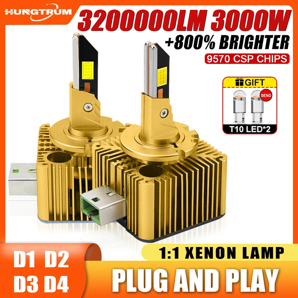 

D1S D3S Led Canbus Headlight 3200000LM 3000W Super Bright Plug And Play D2S D8S D4S D1R D4R D2R D3R 1:1 Xenon Lamp With Fan 12V