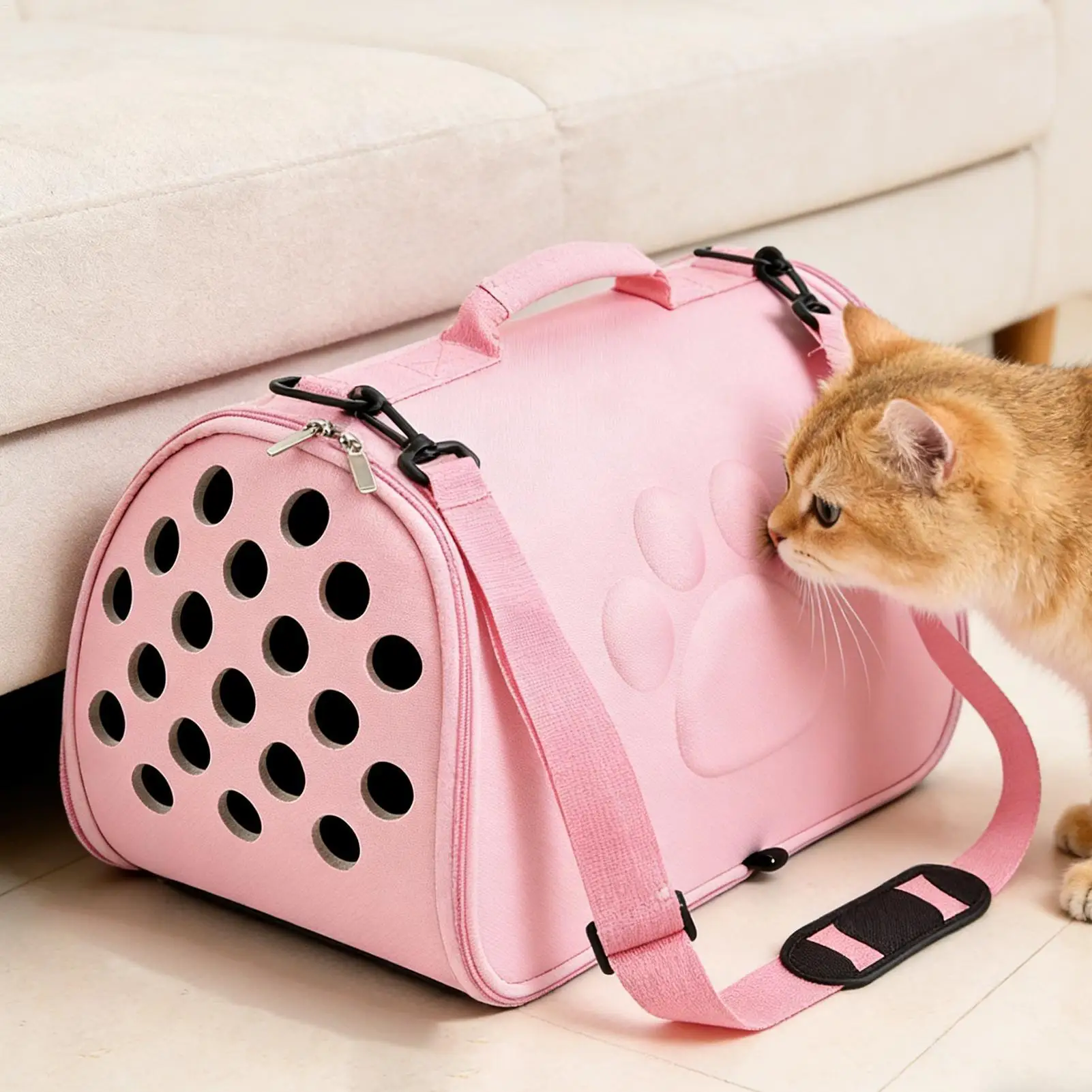 

Переноска для кошек, сумка-переноска для кошек с плечевым ремнем, дышащая сумка для щенков для путешествий, походов, активного отдыха, использования в самолете