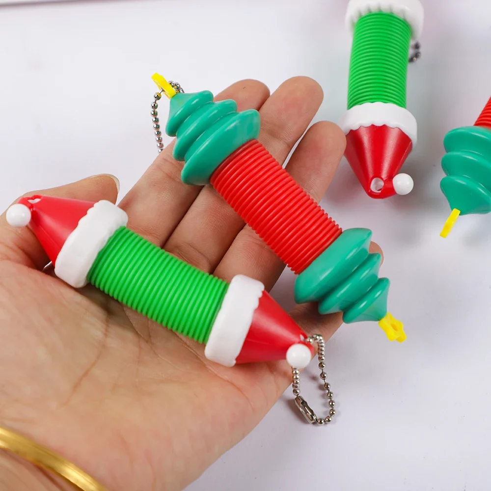 4Pcs Christmas Tree Hat  Mini Pop Tubes Sensory Toys for Kids Birthday Party Favors Christmas Party Stuffers Gift Pinata Fillers