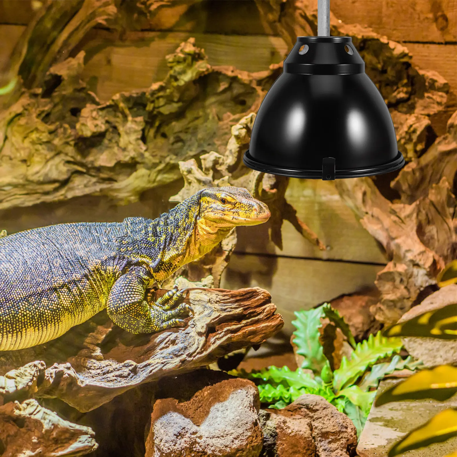 2Sets Reptile Heating Lamp Dome Cover Stainless Steel Heat Reflector Lamp Guard for Farm Poultry Terrarium Safe Environment