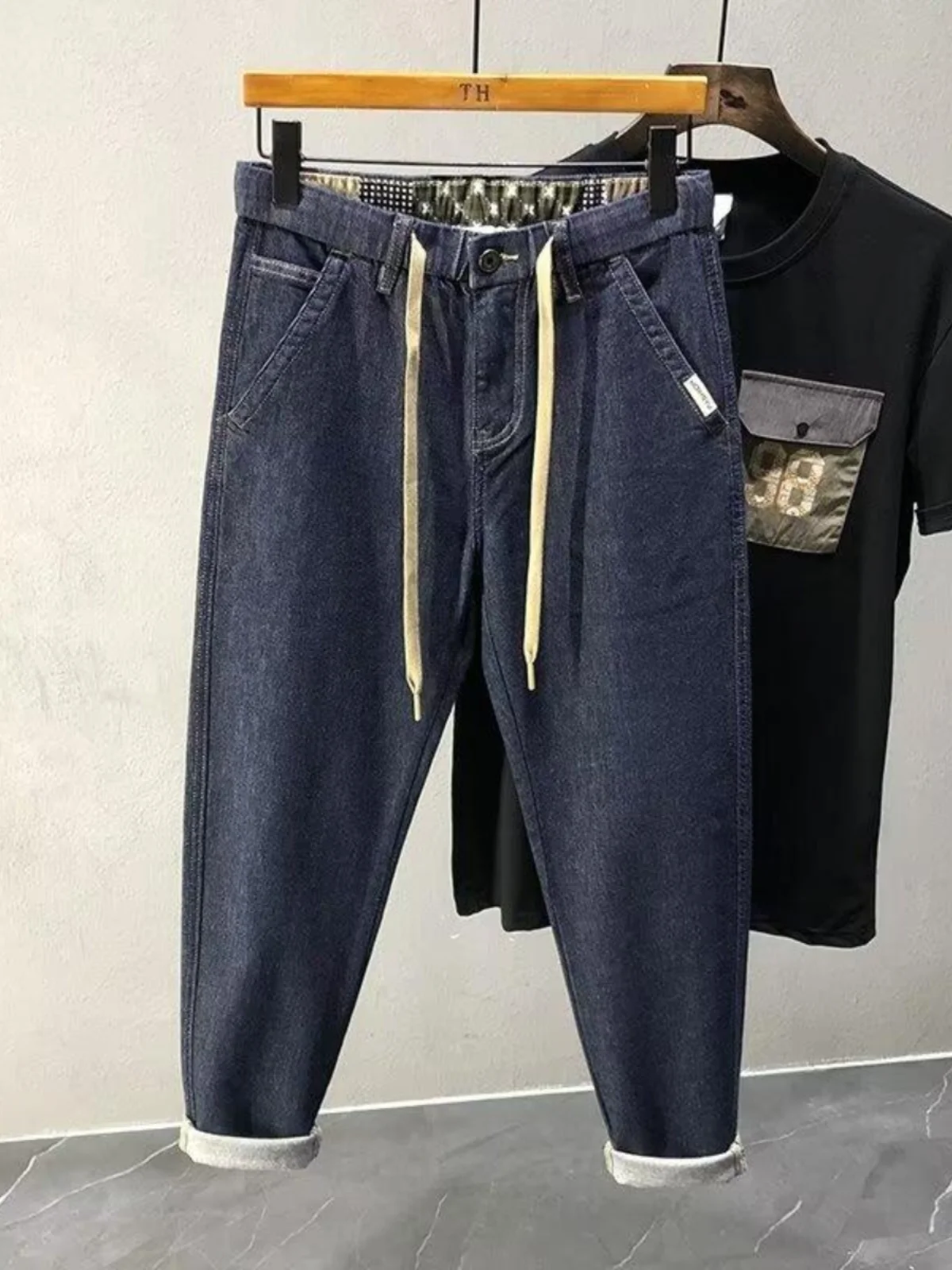 

Spring Autumn Loose Straight Leg Blue Jeans Fashionable Men's Casual Trousers Wear Resistant Straight Tube Jeans