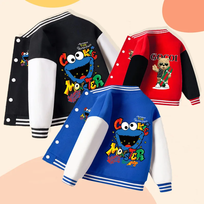 

Spring Autumn Children's Clothing 2024 New Boys Cartoon Baseball Bomber Jacket fashion Teen Kids Long sleeve Casual Outerwear