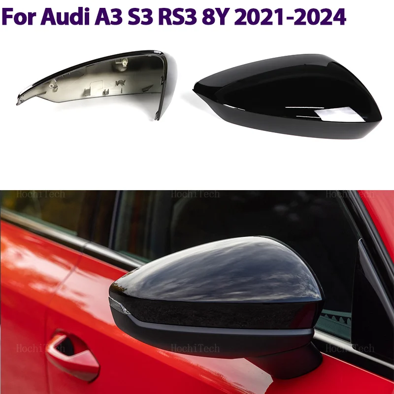 

Carbon fiber pattern mirror cover Black mirror cover Overlay for Audi A3 S3 RS3 8Y RS 3 2021-2024 Car Rearview Mirror Cover