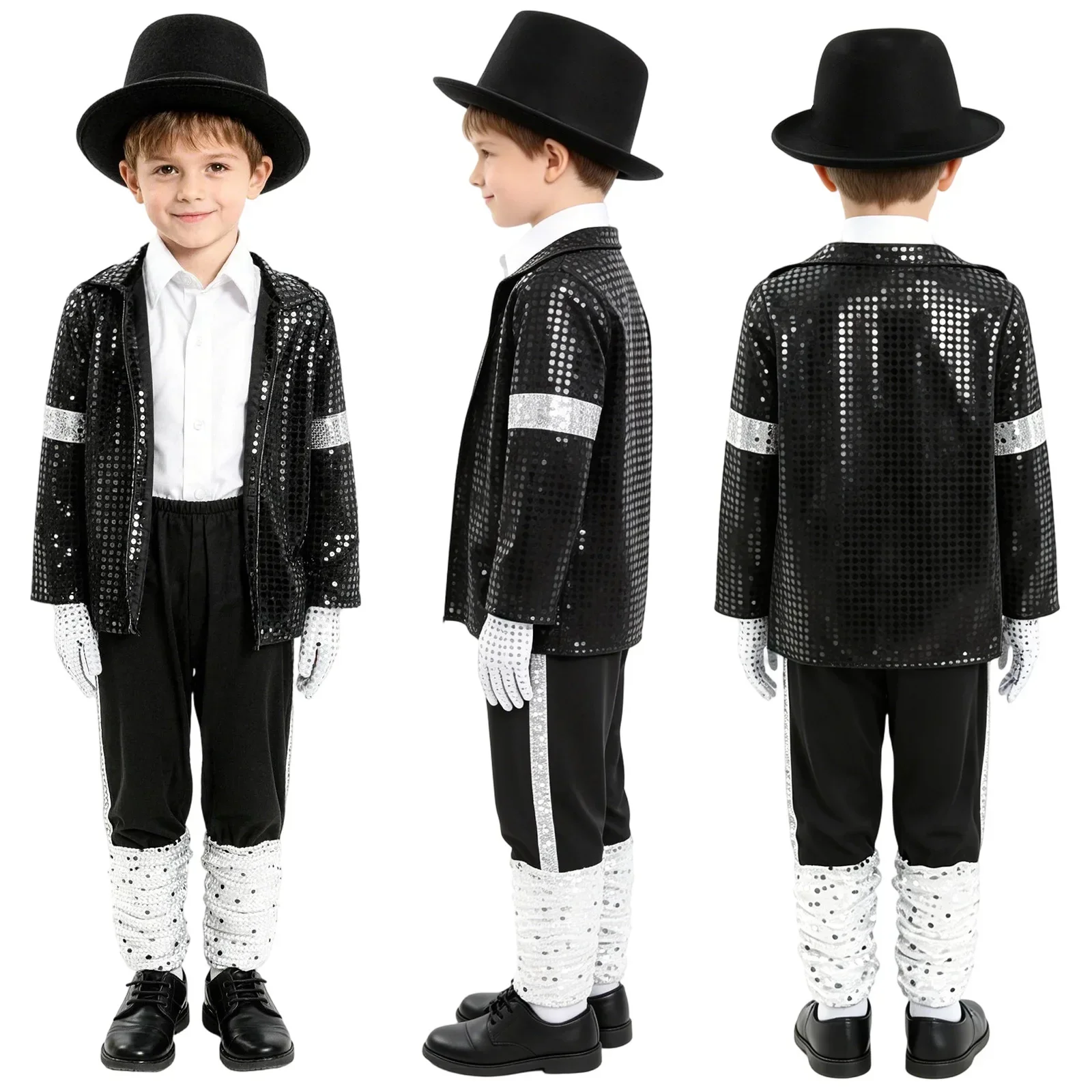 2026 80s 90s Hip Hop Michael Jackson 5 Costume Boys Superstar Singer Outfit Halloween Carnival Stage Dance Cosplay Party Wear view 3