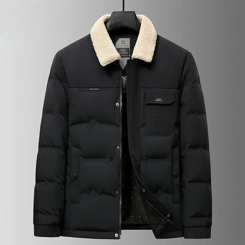 Dad's Winter Coat Thickened White Duck Down Puffer Jacket Men Short Style 50-60Years Old Middle-Aged And Elderly Down Jacket Men