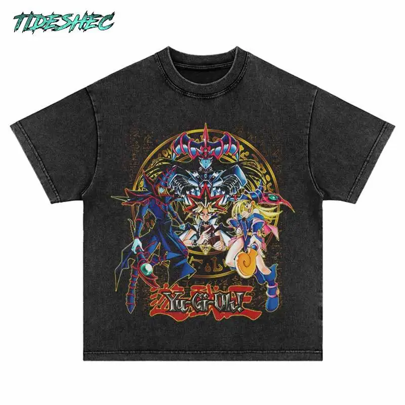 Harajuku Streetwear T-Shirt Y2K Hip Hop Japanese Animation Graphic Print Oversized Washed Tshirt Fashion Summer Loose Casual Top