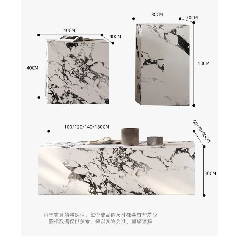 -For Modern Tea Table Nordic Marble Plinth Block Large Coffee Table Luxury Italian Living Room Apartment Corner Table mesa^