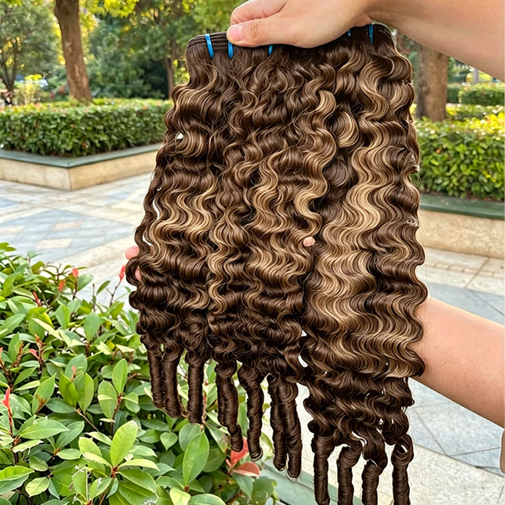 Highlight Color Burmese Curly Hair Bundles Human Hair 3C 4A Colored Burmese Curly Bundles With Spiral Curl Vietnamese Raw Hair