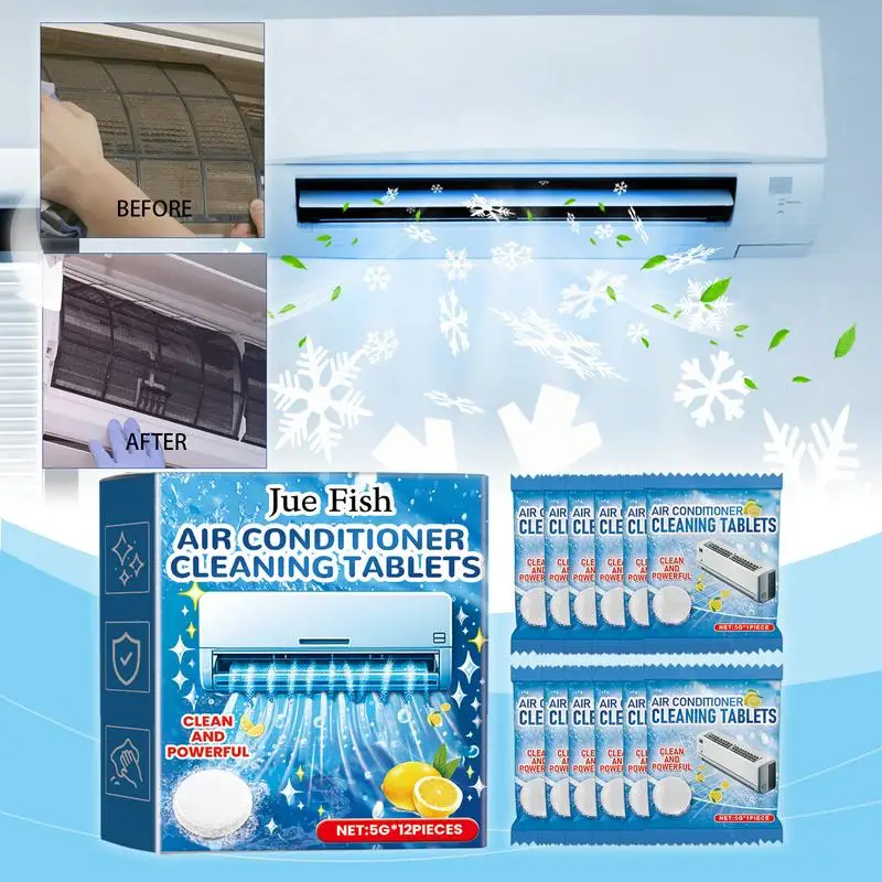 Air Conditioning Cleaning Tablets 12pcs Air Conditioner Filter Cleaner Air Conditioner Outlet Cleaner Deep Cleaning For Odor