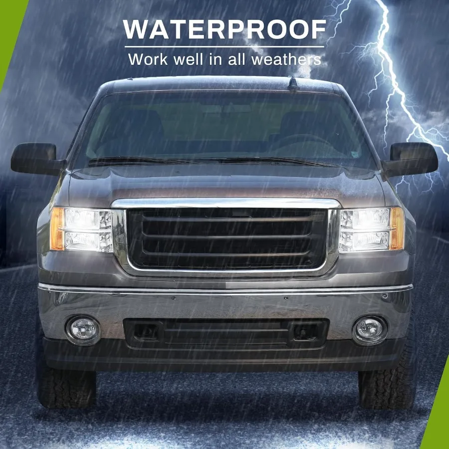 مجموعة المصابيح الأمامية متوافقة مع 20072013 جي إم سي سييرا 1500 و 20072014 جي إم سي سييرا 2500HD 3500HD تتميز بتصميم عدسة شفافة مع