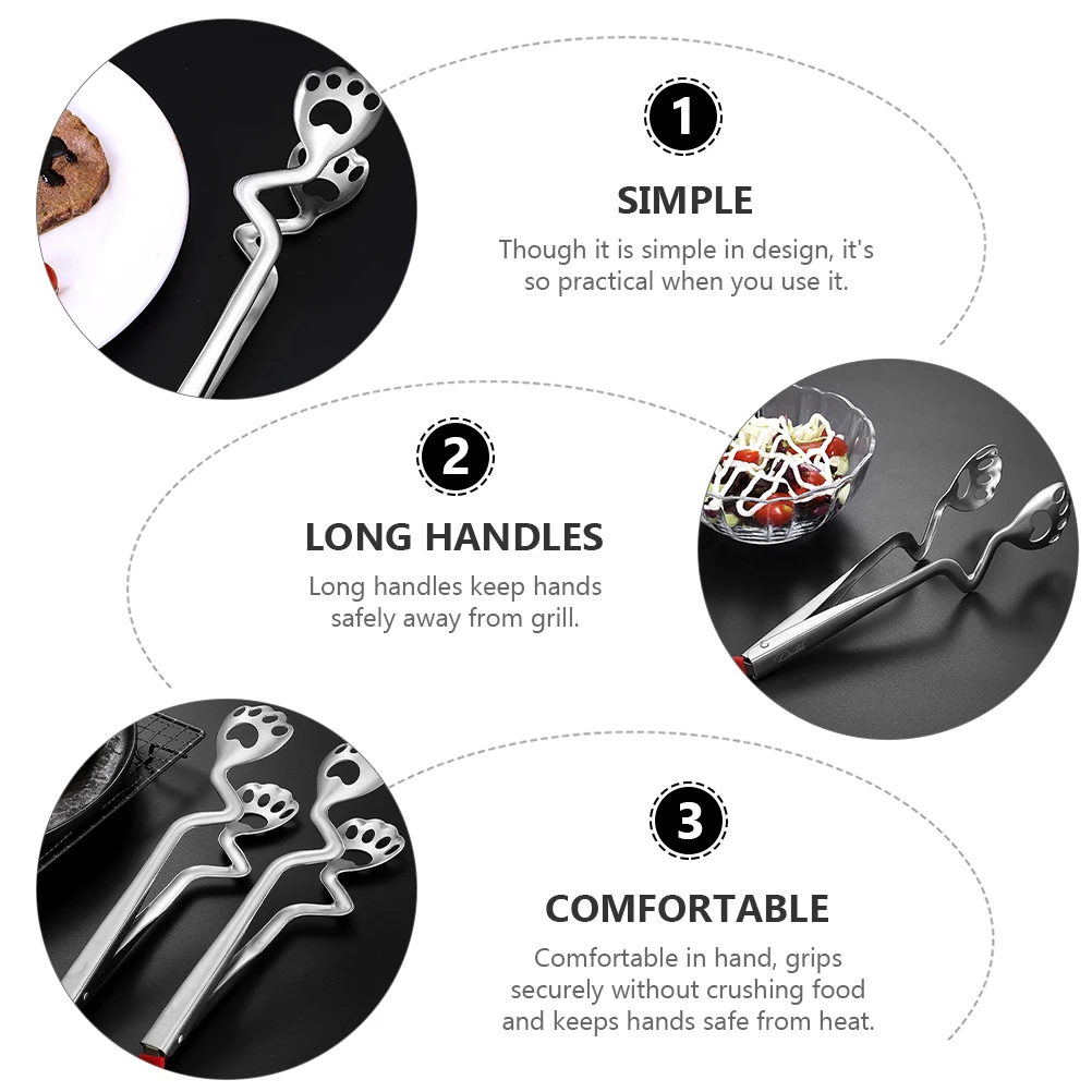 

Stainless Steel Food Tongs Anti-scald Kitchen Utensils Barbecue Tool Multipurpose