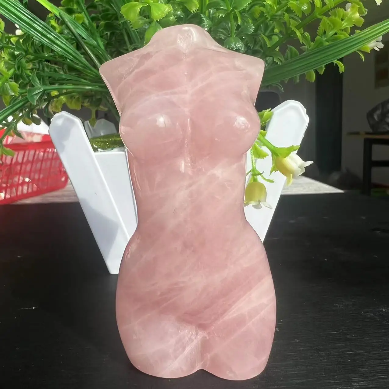 Natural Rose Quartz Goddess Statue Crystal Carved female model Torso Figurine Healing Gemstone Decor Gift