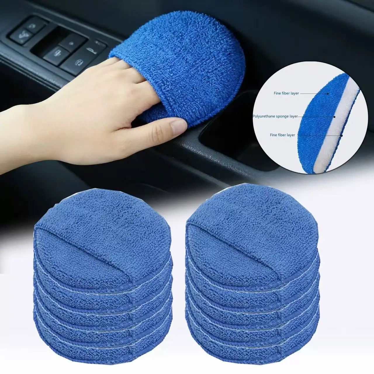 1/10 Stück Auto-Detailing-Applikator Mikrofaser Ultra-Weiche Pads Autopflege Wachs-Polier-Schwämme Polier-Schaumstoffschwamm Auto-Reinigungswerkzeuge