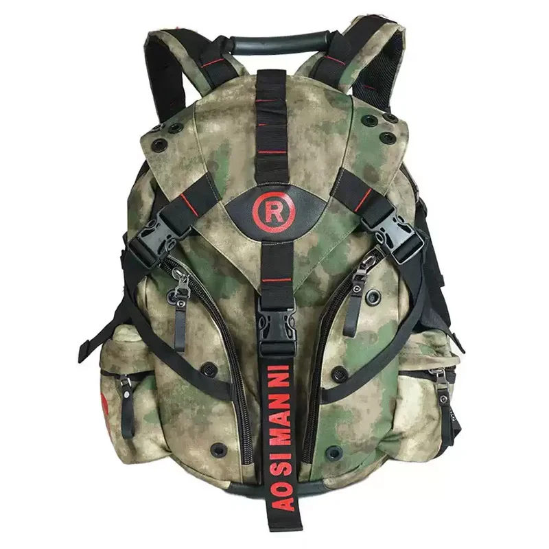 Multifunctional Backpack Camouflage Travel Locomotive Helmet Backpack Fan Tactical Outdoor Bag for Camping Hiking Multicam Camo