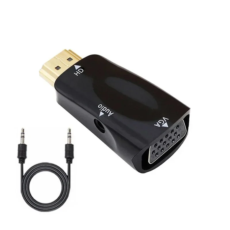 1/3/6pcs HDMI-Compatible to VGA Cable Converter Male to Female Converter Adapter 3.5 Mm Jack Audio HD 1080P for PC Laptop Tablet