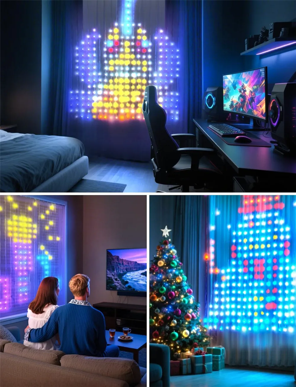 400-800 LED Smart Curtain Lights String Lights with App Remote Control Music Sync Christmas Curtain String Outdoor Fairy Lights