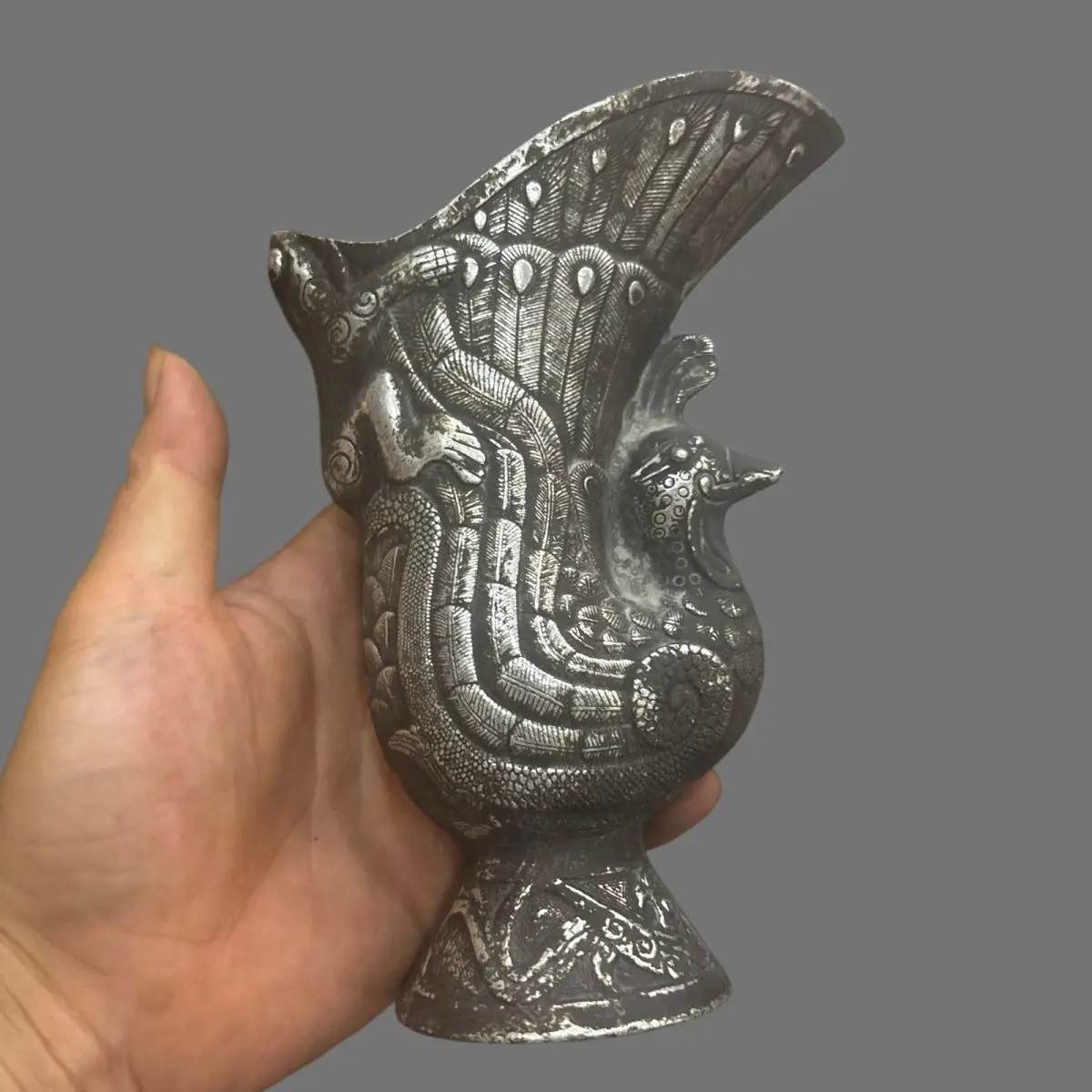 Retro Chinese peacock Wine Cup Wine Vessel  Ornament Decoration Tea Pet Figurines Desk Decor Accessories