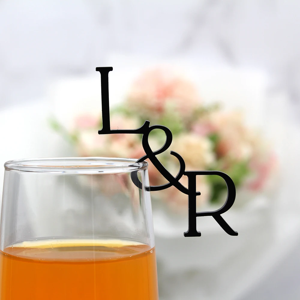 

20/50/70/100 PCS Personalized Drink Stirrers Cocktail Drink Markers Mirror Drink Charms Wedding Toasting Tags Drink Toasting Tag