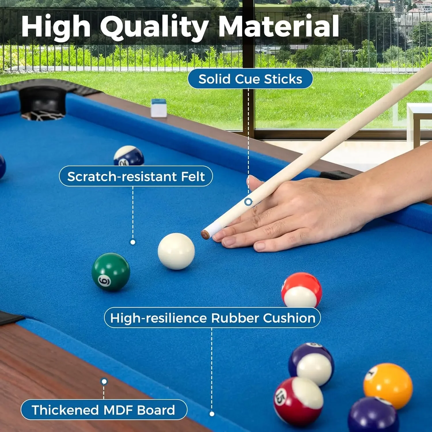 48 Inch Wooden Billiard Tables with 16 Balls, 2 Cue Sticks, 2 Chalks and Brush,  Table Mini Pool Table