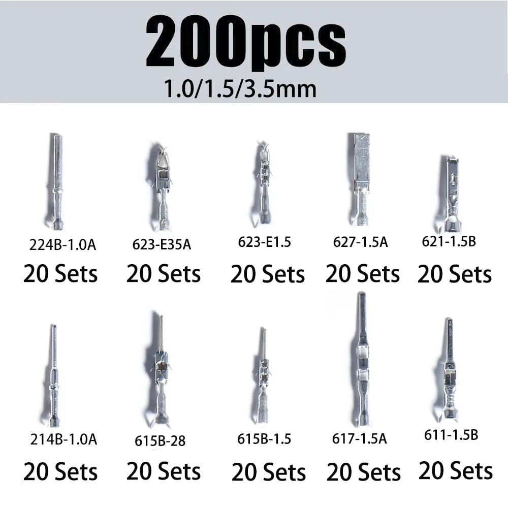 600PCS 1.0/1.5/3.5mm Car Electrical Terminal Connectors Automotive Wire Pin Removal Kit Non Insulated Male Male Female Crimp