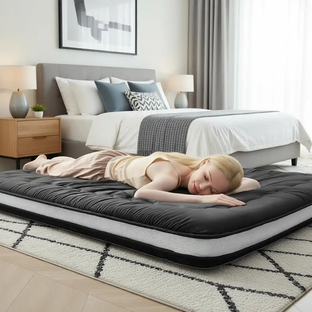 

Японский толстый наматрасник Twin Size (4 дюйма), наполнитель из пены 32D, традиционный шикебутон, разработано в Японии (черный, 39x80)